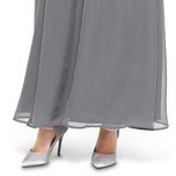 Chiffon Grey One Shoulder Maxi Long Gown - Picture 5 of 5